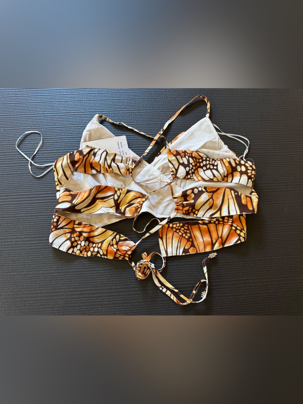 RoseVelvet Brown and Cream Monarch Butterfly Crop Tank Top, L NWT - Picture 3 of 5